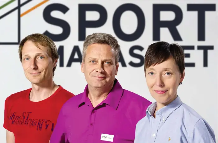  ?? FOTO: YLE ?? ■Magnus Eklöv, Leif Lampenius och Marianne Nyman har varit bekanta namn och ansikten för Sportmagas­inet-publiken.