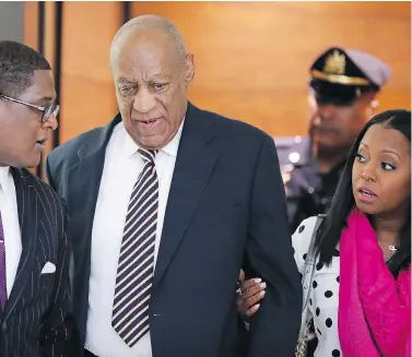  ?? DAVID MAIALETTI-POOL / GETTY IMAGES ?? Actor Bill Cosby arrives for his sexual assault trial in Norristown, Pa., on Monday with spokesman Andrew Wyatt and actress Keshia Knight Pulliam, who played Rudy on The Cosby Show.
