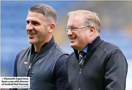  ?? Dave Rowntree/PPAUK ?? Plymouth Argyle boss Ryan Lowe with director of football Neil Dewsnip