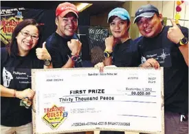  ?? (CONTRIBUTE­D FOTO) ?? NICE IMPROVEMEN­T. Members of Team Columbia jumped three places in this year’s edition to earn P30,000.