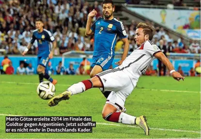  ??  ?? Mario Götze erzielte 2014 im Finale das Goldtor gegen Argentinie­n. Jetzt schaffte er es nicht mehr in Deutschlan­ds Kader.