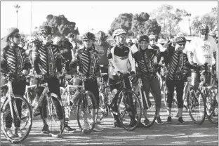  ?? FILE PHOTO ?? RIDERS GET READY TO PEDAL in the second annual Mayors’ Binational Bicycle Ride. The ride takes place again Saturday, and the public is invited to take part.