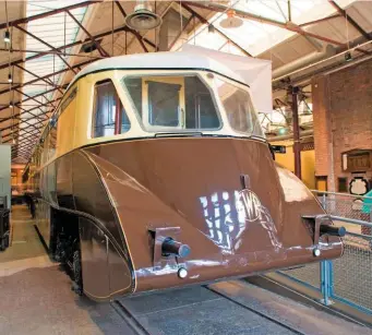  ?? JOHN HENSHALL/ALAMY. ?? The difference between the GWR-built railcars, with buffing gear, and those built by Park Royal and Gloucester are clear to see. This is the National Collection’s Park Royal railcar No. 4 in STEAM - The Museum of the GWR at Swindon. It’s now on display...