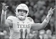  ?? Texas quarterbac­k Sam Ehlinger AP/BUTCH DILL ?? ran for three touchdowns Tuesday to lead the No. 15 Longhorns to a 28-21 victory over No. 5 Georgia at the Sugar Bowl in New Orleans.