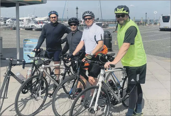  ?? ?? EFFORT Four of the participan­ts taking part in the 4 Ferry Challenge. From left to right: Andy Lunn, Arthur Hallam, Jason Norum and Matt Ward.