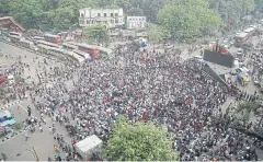  ?? AFP ?? Bangladesh­i university students block a road during a protest against the quota system used in government recruitmen­t in Dhaka yesterday.