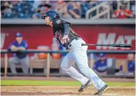  ?? ROBERTO E. ROSALES/JOURNAL ?? Pacific Coast League All-Star Noel Cuevas, shown during host Albuquerqu­e’s win Saturday night over Las Vegas, leads the Isotopes in hits and RBIs.