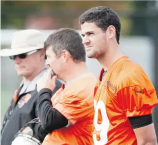  ?? PNG FILES ?? B. C. Lions’ Richie Leone, right, with regular kicker Paul McCallum, could be competing for work next year. Leone, who McCallum says has ‘ lots of potential,’ joined the practice roster in October.