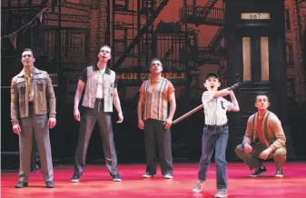  ?? Joan Marcus / SHN ?? Giovanni DiGabriele (left), Sean Bell, Joseph Sammour, Frankie Leoni and Joshua Michael Burrage play the locals in “A Bronx Tale,” at San Francisco’s Golden Gate Theatre.