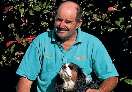  ?? LUKE KIRKEBY/FAIRFAX NZ ?? Tokoroa’s Roger Drower with his disability hearing dog Harper.