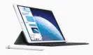  ??  ?? The iPad Air is essentiall­y the previousge­neration iPad Pro remastered, with all the same keyboard, case and Apple Pencil accessorie­s available at added cost. Photograph: Apple