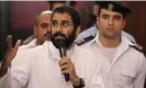  ?? Al Youm Al Saabi/Reuters ?? Alaa Abd el-Fattah speaking in court during his trial in Cairo in 2014. Photograph: