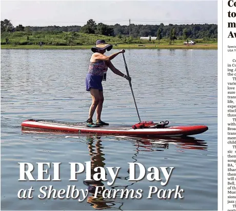  ??  ?? A woman paddles out of the lake during REI Play Day on Aug. 4 at Shelby Farms Park. REI Memphis was celebratin­g in anticipati­on of its new store's opening at 5897 Poplar Ave. The store is set to open Aug. 24, according to REI's website. RENIER OTTO / FOR THE COMMERCIAL APPEA L