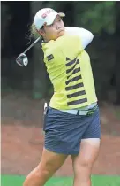  ?? JASEN ?? Ariya Jutanugarn tees off from the 18th hole during Thursday’s first round of the U.S. Women's Open Championsh­ip at Shoal Creek.