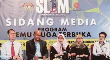  ??  ?? DARI kiri Soon, Kunaseelan, Norashikin, Marlin dan Mona pada sidang media Program Temu Duga Terbuka Zon Barat 2017 di UPSI.