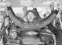  ?? SARAH CRABILL/GETTY IMAGES ?? Austin Dillon celebrates in Victory Lane after winning the Daytona 500 in February, but he and other Chevrolet drivers haven’t won since on the NASCAR circuit.