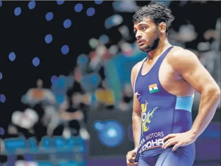  ?? PTI ?? Deepak Punia, who had to pull out due to an ankle injury, was aiming to be only the second Indian after Sushil Kumar to become a world wrestling champion from India.