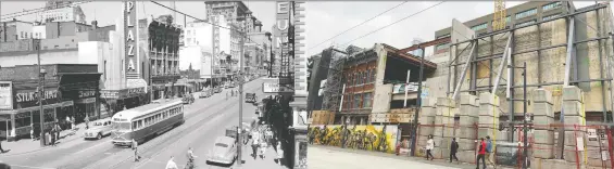  ?? WILLIAMS BROS./VANCOUVER ARCHIVES ?? Granville Street, seen in 1946, was the site of Paradise Theatre, which is now a heritage building. Today, its facade, propped up with steel beams, is being retained for Cineplex's new Rec Room.