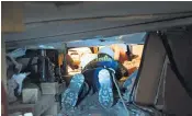  ??  ?? Rescuers try to reach people pinned beneath the debris of a Mexico City school. Right, local residents have turned out in force to help