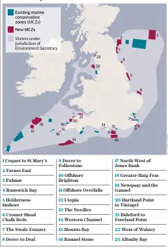  ??  ?? Safe seas The protected areas