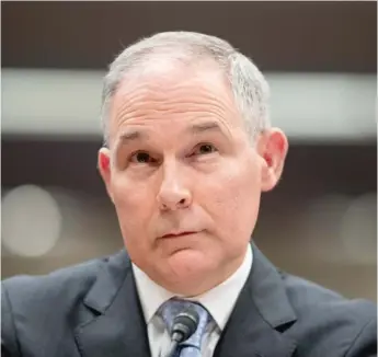  ?? AP FILES ?? Former Environmen­tal Protection Agency Administra­tor Scott Pruitt was forced out following a series of revelation­s involving pricey trips with first- class airline seats and unusual security spending.