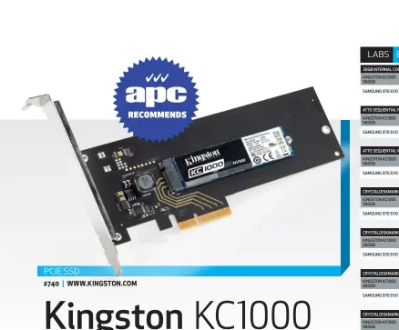  ??  ?? PCIE SSD $740 | WWW.KINGSTON.COM