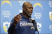  ?? KELVIN KUO / AP ?? In this Dec. 15 2019, file photo, Chargers head coach Anthony Lynn speaks after a game in Carson.