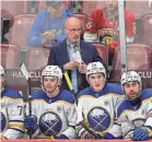  ?? SAM NAVARRO/USA TODAY SPORTS ?? Coach Don Granato looks on from the Sabres bench. In three-plus seasons, his teams went 122-125-27.