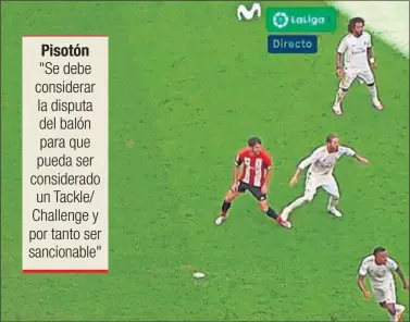  ??  ?? Momento en el que Sergio Ramos pisa a Raúl García sin que medie la disputa del balón.