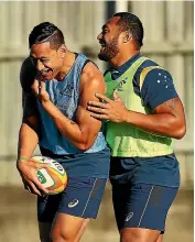 ?? GETTY IMAGES ?? Israel Folau, left, and Sekope Kepu at a Wallabies training camp in 2014.