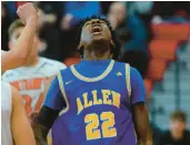  ?? RICK KINTZEL/THE MORNING CALL ?? Allen’s Darius Brant reacts after scoring against Northampto­n in February during a District 11 6A game at Easton Area Middle School. Brant is one of the Canaries’ leading returnees.