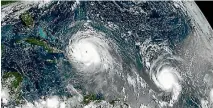  ??  ?? The islands devastated by Hurricane Irma, left, have little time to regroup, with Hurricane Jose, right, following close behind.