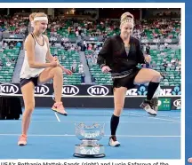  ?? AP ?? USA’s Bethanie Mattek-Sands (right) and Lucie Safarova of the Czech Republic dance as they celebrate their 6-7 (4), 6-3, 6-3 win over Andrea Hlavackova of the Czech Republic and China’s Peng Shuai in the women’s doubles final. —