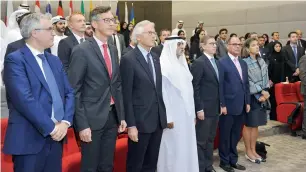  ??  ?? Sheikh Nahyan with the envoys of EU countries during the Europe Day event in Abu Dhabi.