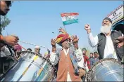  ?? HT FILE ?? Congress supporters celebratin­g after filing of nomination­s for byelection­s in Ajmer.