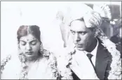 ??  ?? Ramnarain and Vidhyawath­ie Sheobalak and, right, on their wedding day in April, 1963.