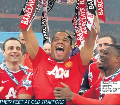  ??  ?? Bebe lifts the Barclays Premier League trophy in 2011
