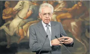  ?? Picture: REUTERS ?? RECESSION THREATS: Italian Prime Minister Mario Monti gestures during a news conference in Rome this week.