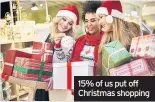  ??  ?? 15% of us put off Christmas shopping