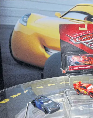  ??  ?? Mattel Inc’s toys depicting Cars 3 characters are displayed at the 114th North American Internatio­nal Toy Fair in New York City last month.