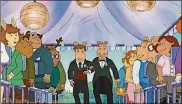  ?? PBS ?? Arthur and his friends show up to the wedding to see their teacher, Mr. Ratburn, walk down the aisle with his groom.