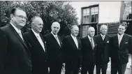  ??  ?? John Vorster, centre, with his cabinet. Informatio­n Minister Connie Mulder, of subsequent Muldergate infamy, is last on the right.