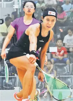  ??  ?? Nicol plays against Chan Yiwen during the 33th Ohana National Squash Championsh­ip at the National Squash Sports Complex in Jalan Duta in this file photo. — Bernama photo