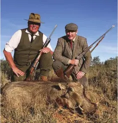  ??  ?? Morgan and Ralph with a warthog taken on an historical hunt.