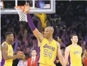  ?? JAE C. HONG AP ?? Kobe Bryant waves to the fans after scoring 60 points in his last game in the NBA five years ago today.