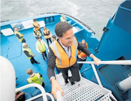  ?? Photo / Dean Purcell ?? Mark Rutte’s visit included a tour on a Dutch-built electric tugboat bought by Ports of Auckland.
