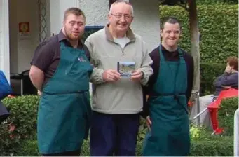  ??  ?? Richard Prendergas­t poses alongside Adam Dunphy with his fundraisin­g CD entitled ‘Songs From The Past’ which will help to raise funds for Down Syndrome services.