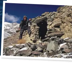  ??  ?? Below: during his search for snow leopards, Doug lived in a shepherd’s cave in the mountains of Ladakh.