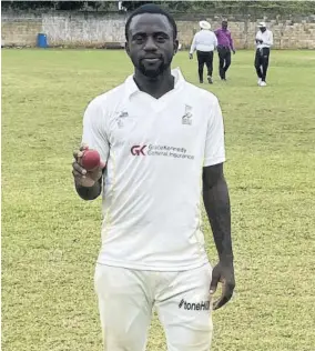  ?? ?? Pace bowler Reando Kelly grabbed 8-16 for Ocho Rios High in the match against Cambridge High.