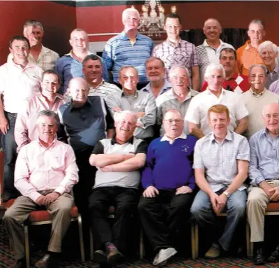  ??  ?? TJ Society members pictured at the 40th anniversar­y in 2011, and below, the ‘Big Four’ Joe Molloy, Johnny Duffy Tom Ward and Tom Hughes, at Westport.